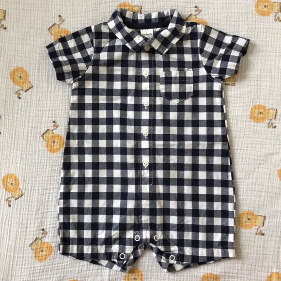 gingham romper baby boy